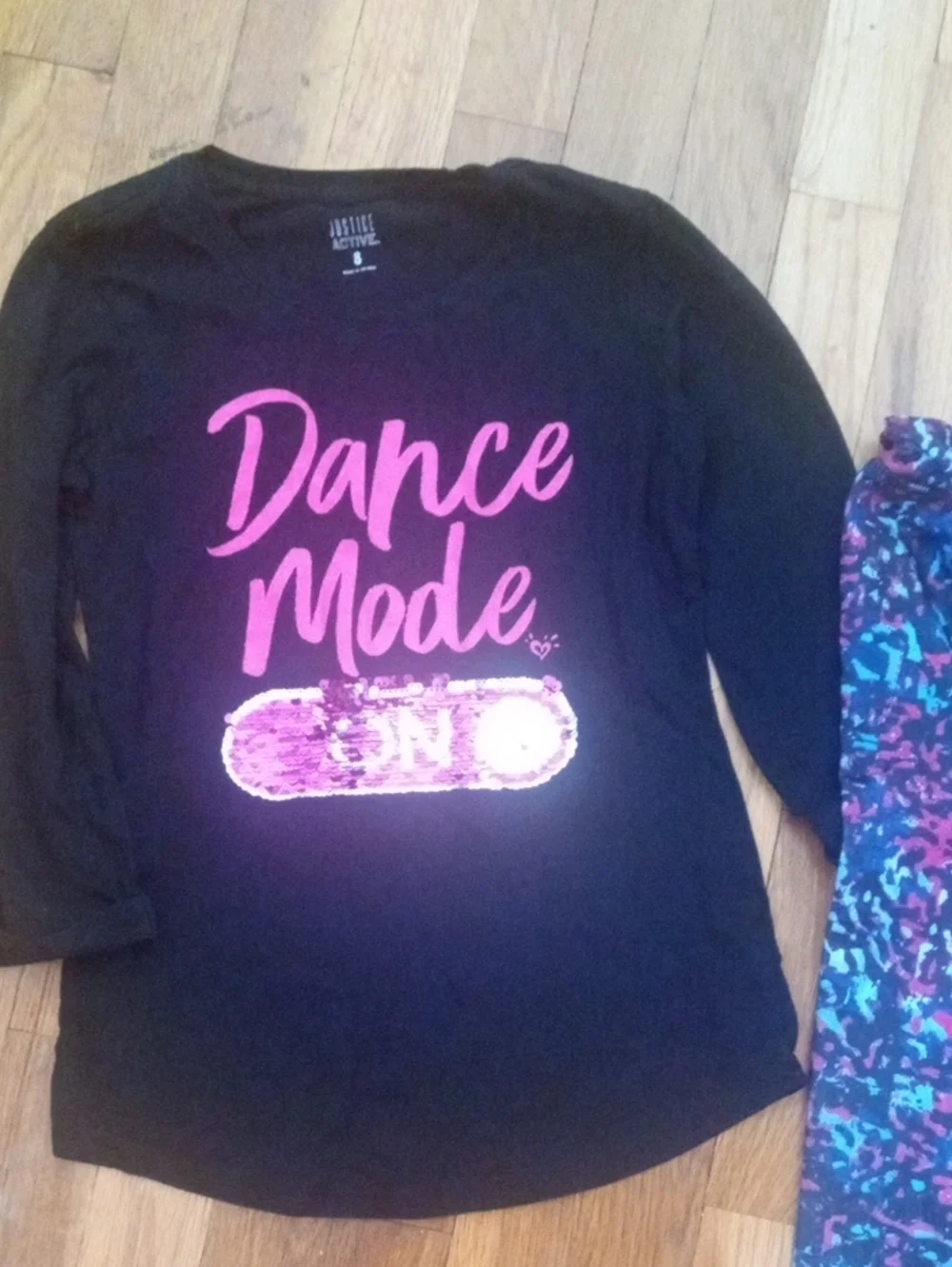 girls med Dance Mode Black Top & Multicolor drifit Leggings